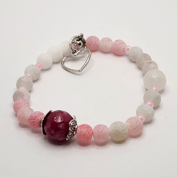 Jade, Moonstone and Agate bracelet - Picture 2 of 5